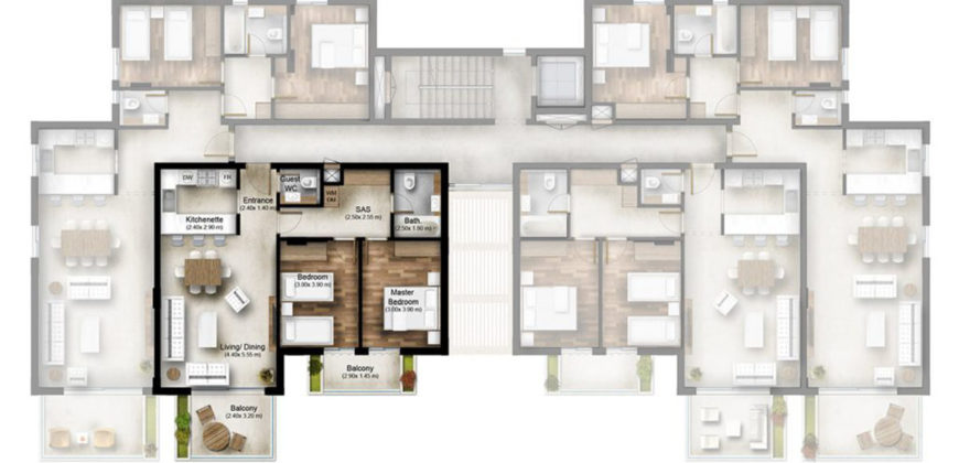 Apartment for Sale Bmahrain Jbeil Type 1 A5 First floor Area 110Sqm